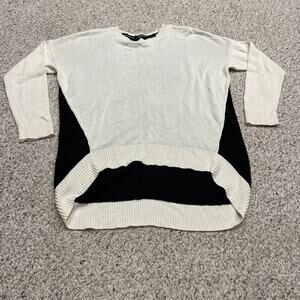 Lauren Ralph Lauren Colorblock Elliptical Hem High Low Sweater Sz M Oversized